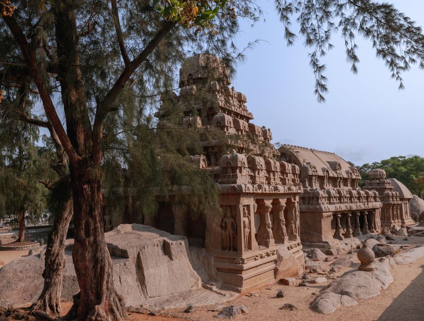 Explore the ancient stone carvings of the UNESCO World Heritage Site in Mahabalipuram, India.